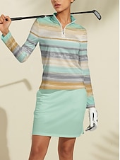 お買い得  女性のゴルフ服-女性用 ポロシャツ ミントグリーン 長袖 トップス レディース ゴルフウェア ウェア アウトフィット ウェア アパレル