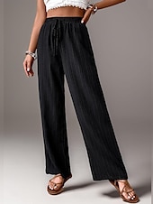 cheap Straight-Leg Pants-Women&#039;s Pants Trousers Fashion Long Plain Side Pockets Elastic Drawstring Design Breathability Comfortable Micro-elastic Casual Daily Black Blue Brown Green Spring &amp; Summer Regular Fit