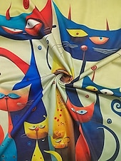 billige Dyrene tee-dame t-skjorte tilfeldig kattetrykk kortermet vanlige topper rund hals daglig gul sommer