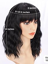 baratos Perucas Sintéticas sem Touca-Bob encaracolado peruca sintética curta preta com franja natural olhando fibra resistente ao calor cabelo para mulher