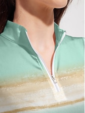 お買い得  女性のゴルフ服-女性用 ポロシャツ ミントグリーン 長袖 トップス レディース ゴルフウェア ウェア アウトフィット ウェア アパレル