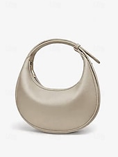 levne Kabelky a tote tašky-dámská stylová bílá půlměsícová kabelka přes rameno - elegantní půlměsícová kabelka pro běžné i formální outfity