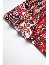 ieftine tricou boho-Pentru femei Tricou Cămașă Henley Floral Epocă Έθνικ Zilnic De Bază Lungime Manșon 3/4 În V Topuri obișnuite Concediu Sfârșit de săptămână Nasturi Imprimeu Roșu-aprins Mov Trifoi Kaki Gri Toamna iarna