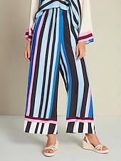 preiswerte weites Bein und hohe Taille-Damen Hose mit weitem Bein Maxi Täglich Casual Himmelblau Frühling Sommer XS S M