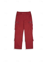 preiswerte Cargohose für Damen-Damen Cargo-Hosen Weites Bein Hosen Hose Aktiv Streetwear Lässig Volle Länge Mittlere Taille Einfach Reißverschluss Tasche Mehrere Taschen Atmungsaktivität Bequem Mikroelastisch Outdoor Straße
