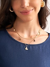 abordables Collier pour femme-élégant collier superposé avec pendentif papillon en or pour femme - parfait pour les fêtes et les tenues décontractées