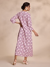 abordables robe décontractée imprimée-robe longue ethnique à col cranté et fleurs