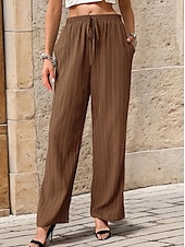 cheap Straight-Leg Pants-Women&#039;s Pants Trousers Fashion Long Plain Side Pockets Elastic Drawstring Design Breathability Comfortable Micro-elastic Casual Daily Black Blue Brown Green Spring &amp; Summer Regular Fit
