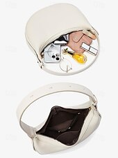 levne Kabelky a tote tašky-dámská stylová bílá půlměsícová kabelka přes rameno - elegantní půlměsícová kabelka pro běžné i formální outfity