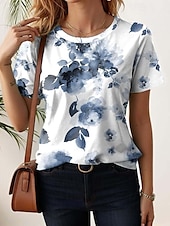 Dames T-shirt Bloemig Kleurenblok Stijlvol Casual Korte mouw Strakke ronde hals Normale tops Dagelijks Afdrukken Wit Blozend Roze blauw Groen Regenboog Zomer voordelige Bloementhee-Dames T-shirt Bloemig Kleurenblok Stijlvol Casual Korte mouw Strakke ronde hals Normale tops Dagelijks Afdrukken Wit Blozend Roze blauw Groen Regenboog Zomer