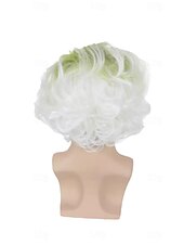 abordables Perruques de personnages de films-Beetlejuice 2 – perruque de cosplay courte et moelleuse pour hommes, perruque chauve de clown ondulée, pour costume de fête d&#039;halloween, pour adultes