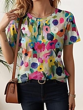 Dames T-shirt Bloemig Kleurenblok Stijlvol Casual Korte mouw Strakke ronde hals Normale tops Dagelijks Afdrukken Wit Blozend Roze blauw Groen Regenboog Zomer voordelige Bloementhee-Dames T-shirt Bloemig Kleurenblok Stijlvol Casual Korte mouw Strakke ronde hals Normale tops Dagelijks Afdrukken Wit Blozend Roze blauw Groen Regenboog Zomer