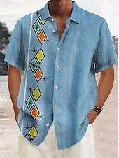 voordelige Tropische planten-Voor heren Kokosnootboom Tropische planten Overhemd Hawaiiaans overhemd Aloha-shirt Korte Mouw Overhemd Strijkijzer Tropisch Modieus Streetwear Straat Casual Dagelijks Rood Paars Bruin S M L