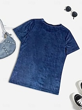 voordelige Dieren thee-Dames T-shirt Kat Stijlvol Casual Korte mouw Strakke ronde hals Normale tops Dagelijks Afdrukken blauw Zomer