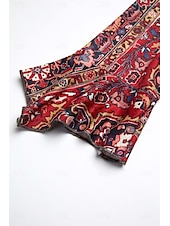 ieftine tricou boho-Pentru femei Tricou Cămașă Henley Floral Epocă Έθνικ Zilnic De Bază Lungime Manșon 3/4 În V Topuri obișnuite Concediu Sfârșit de săptămână Nasturi Imprimeu Roșu-aprins Mov Trifoi Kaki Gri Toamna iarna