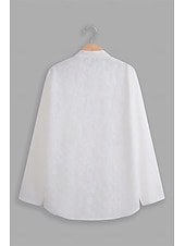 billige Blonder topper-Kvinne Hvit Elegant Blonde Topper Øyelet Bluse Brodert Hvit 3/4 Lengde Ermer Knappe-Ned Elegant Uformell Elegant Top Romantisk Petit Topper Sommerferie Antrekk Halvformelle Bluser