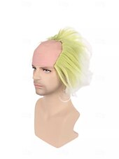 abordables Perruques de personnages de films-Beetlejuice 2 – perruque de cosplay courte et moelleuse pour hommes, perruque chauve de clown ondulée, pour costume de fête d&#039;halloween, pour adultes