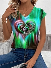 abordables Boutique Graphique Débardeurs &amp; Camis-Débardeur en camisole pour femmes vest ombre cœur élégant sans manches col en V tops réguliers impression quotidienne violet vert arc-en-ciel été
