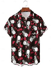economico Magliette di Halloween-Per maschio Stampe Grafiche Costumi Halloween Maniche Corte Casual Uscire Weekend Primavera &amp; Estate Colletto a Camicia Stampa Nero
