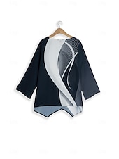 economico Animali Tops-Blusa da donna Chiffon Basic con stampa di farfalle maniche lunghe maglie regolari girocollo casual bianca grigia primavera autunno