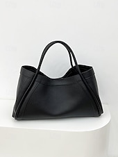 cheap Handbag &amp; Totes-Women&#039;s Elegant Brown Leather Handbag with Dual Handles for Everyday Use