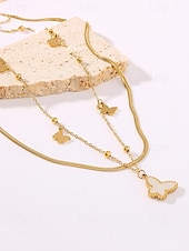 abordables Collier pour femme-élégant collier superposé avec pendentif papillon en or pour femme - parfait pour les fêtes et les tenues décontractées