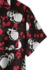 economico Magliette di Halloween-Per maschio Stampe Grafiche Costumi Halloween Maniche Corte Casual Uscire Weekend Primavera &amp; Estate Colletto a Camicia Stampa Nero