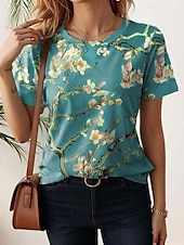 Dames T-shirt Bloemig Kleurenblok Stijlvol Casual Korte mouw Strakke ronde hals Normale tops Dagelijks Afdrukken Wit Blozend Roze blauw Groen Regenboog Zomer voordelige Bloementhee-Dames T-shirt Bloemig Kleurenblok Stijlvol Casual Korte mouw Strakke ronde hals Normale tops Dagelijks Afdrukken Wit Blozend Roze blauw Groen Regenboog Zomer