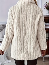 preiswerte Wintermäntel-Damen Freizeitjacke warm halten Tasche Brautkleider schlicht Feste Farbe Täglich Vorne geknöpft Lang V Ausschnitt Lockere Passform Langarm Oberbekleidung Beige Frühling Herbst