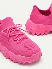 halpa Naisten lenkkarit-eloisat vaaleanpunaiset naisten paksupohjaiset lenkkarit, jotka sopivat täydellisesti vapaa-aikaan ja urheiluun