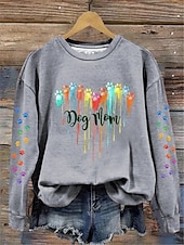 cheap Graphic shop Sweatshirts &amp; Hoodies-Women&#039;s Pullover Heart Rainbow Dailywear Print Casual Round Neck Long Sleeve Micro-elastic Winter Spring &amp;  Fall Comfrt Breathable Soft Fabric