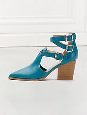 billiga Block Heels-Dam Klackar Utomhus Dagligen Blockera hälen Spetsig tå Ledigt Minimalism Imitationsläder Spänne Blå Brun