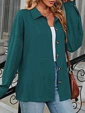 voordelige Vrouwen Werk Tops-Dames Blouse Effen Kleur Casual Lange mouw Overhemdkraag Dagelijks Grijs-Groen blauw Groen Beige Zomer Lente Herfst