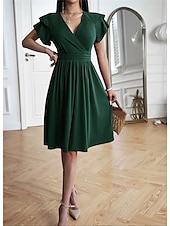 voordelige midi-zwarte jurk-Dames Mini-jurk Zwarte jurk Afstudeerjurk Casual jurk A lijn jurk Streetwear Basic Casual Vakantie Straat Feestdagen Normale pasvorm Korte mouw V-hals Zwart Bordeaux Marineblauw blauw Zomer