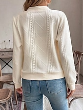 billiga Jackor-Dam Vardaglig jacka Justerbara Ensfärgat Ledigt / vardag Stylish Normal Ytterkläder Långärmad Vår Beige S