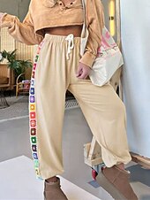 preiswerte Hose-Damen Jogginghose Trainingshose Chinesisch Chino Modisch Ethnischer Stil In voller Länge Hoher Taillenbund Blumen Tasche Elastischer Bund Bequem Weich Komfortabel Mikro-elastisch Outdoor Strasse Khaki