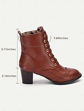 levne Cowboy &amp; Western Boots-dámské hnědé šněrovací viktoriánské boty se středním podpatkem - ideální pro běžné nošení, outdoorové aktivity a víkendové výlety