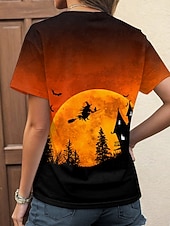  Tricou pentru femei de Halloween grafic cu vrăjitoare imprimeu zilnic casual mâneci scurte guler rotund portocalie vară