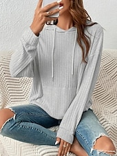 abordables Sweatshirts et Hoodies Texturés-sweat à capuche femme uni col ras du cou manches longues noir vert beige gris automne hiver