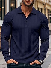  Per uomo Maglia da golf Polo da Golf Casuale Lavoro Bavero Manica Lunga Essenziale Moderno Semplice Bottoni Primavera & Autunno Vestibilità regolare Bianco Maglia da golf
