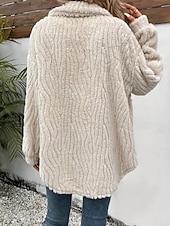 billiga Sherpa-jackor-Dam Fleece-jacka Teddyrock Håller värmen Andningsfunktion Knappar Ficka Ledigt Slät Semester Gata Dagliga kläder Utekväll Enkelknäppt Normal Nedvikt Normal Långärmad Ytterkläder Aprikos Höst Vinter