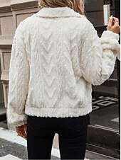 abordables Blazers et Costumes-Femme Veste Polaire Manteau en peluche Chaud Respirable Boutons Poche Décontractées Plein Vacances Plein Air Usage quotidien Sortie Boutonnage Simple Normal Col rabattu Standard manche longue