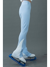 cheap Figure Skating Training Outfit-Figure Skating Fleece Jacket Figure Skating Pants Figure Skating Jacket with Pants Women&#039;s Girls&#039; Ice Skating Jacket Tights Outfits Blue White Patchwork Thumbhole Spandex Stretchy Training Practice
