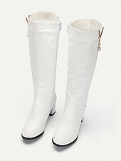 cheap Fashion Boots-Women&#039;s White Knee-High Boots with Pearl Detailing - Elegant Footwear for Winter, Office, and Special Occasions