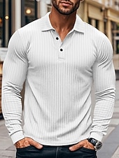  Per uomo Maglia da golf Polo da Golf Casuale Lavoro Bavero Manica Lunga Essenziale Moderno Semplice Bottoni Primavera & Autunno Vestibilità regolare Bianco Maglia da golf
