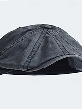 economico Cappelli da uomo-Per uomo Cappello basco Cappello Ascot Cappello da strillone Nero Blu Cotone Di tendenza Informale Strada Giornaliero Liscio Regolabile Crema solare Traspirante