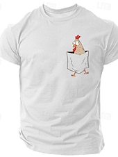 abordables Camiseta gráfica para hombres-Hombre Gracioso Pollo Bolsillo Camiseta Camiseta superior 100% Algodón Manga Corta Gráfico Camisa Negro Blanco Azul claro Camiseta cómoda Calle Deporte Ropa de diseñador de moda