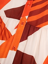 abordables Robes décontractées-Robe longue décontractée à col en Y en mousseline de soie à motifs géométriques