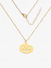 お買い得  ハロウィンアクセサリー-ハロウィンをテーマにした女性用ステンレススチールペンダントネックレス。カボチャとゴーストのチャームが特徴で、コスチュームパーティーやお祝いの行事に最適です。