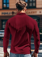  Per uomo Maglia da golf Polo da Golf Casuale Lavoro Bavero Manica Lunga Essenziale Moderno Semplice Bottoni Primavera & Autunno Vestibilità regolare Bianco Maglia da golf